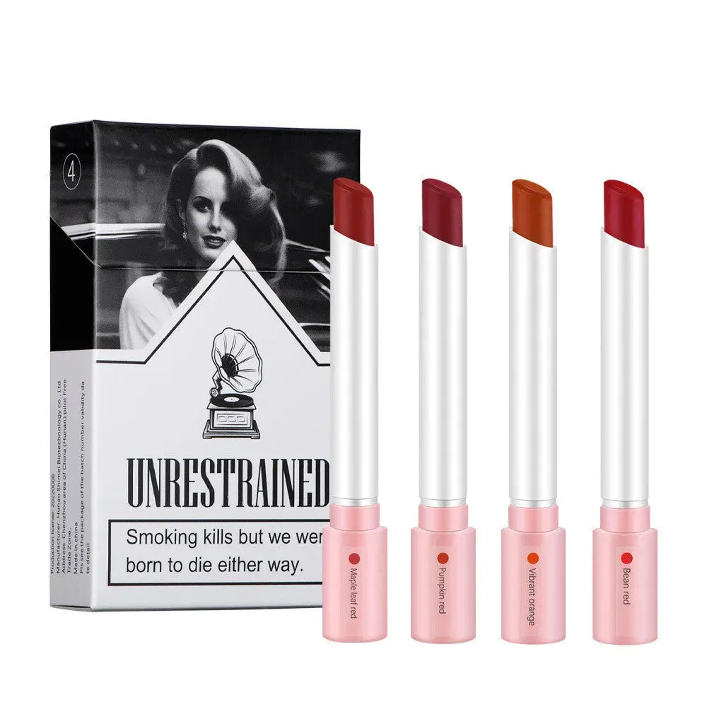 Creative Cigarette Lipstick Set 4 Colors Matte Long Lasting Waterproof Matt Lip Stick Tube Nude Red Lips Makeup - Bellarte Enchanté Creative Cigarette Lipstick Set 4 Colors Matte Long Lasting Waterproof Matt Lip Stick Tube Nude Red Lips Makeup